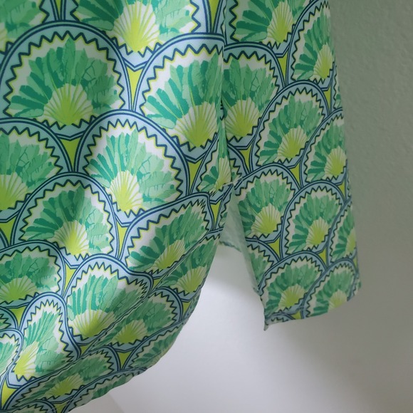 Emily McCarthy Green Deco Palm UPF 50 Long Sleeve Shift Shirt Dress Swim Coverup - Picture 8 of 14